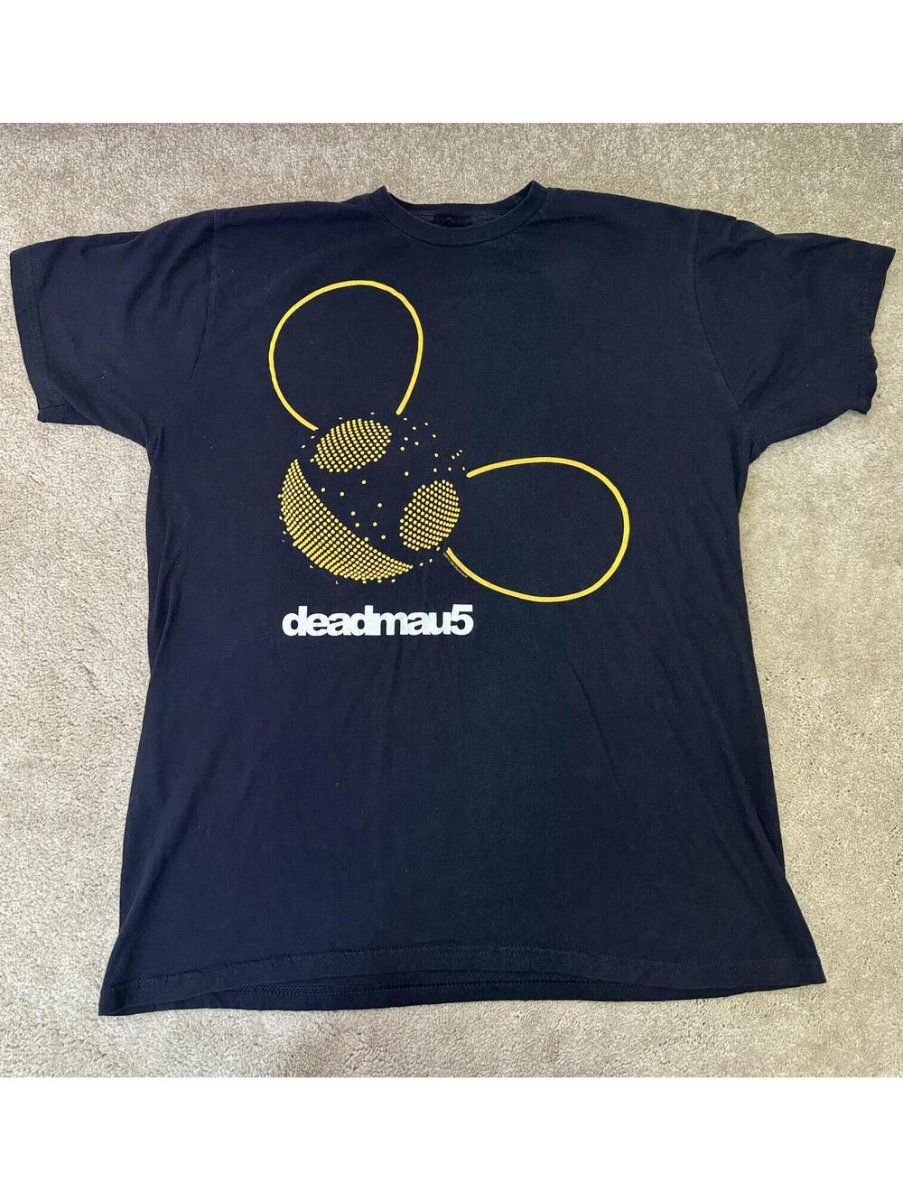 Sz XL Black Deadmau5 Concert Graphic T-Shirt 2010 Emo Rave Techno
